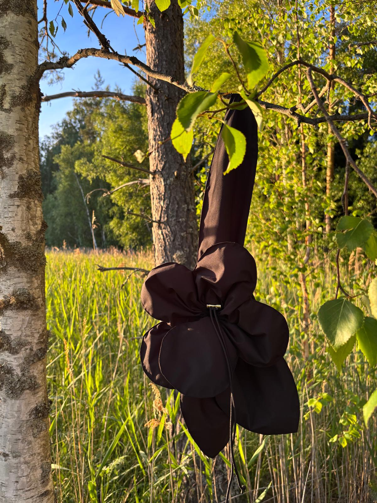 Black Technical Flower Bag